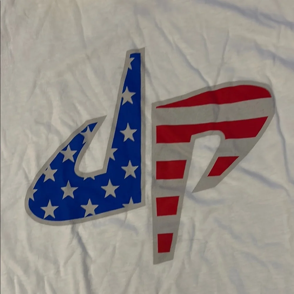 White Tee with American Flag Logo - Picture 2 of 4